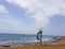 Arrecife airport on the island of Lanzarote, Canary Islands. Spain Image of the sea, beach and panel of lights of indication