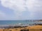 Arrecife airport on the island of Lanzarote, Canary Islands. Spain Image of the sea, beach and panel of lights of indication