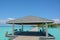 Arrival jetty with a roof at the tropical island