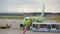 Arrival of regional jet to Kazan, Russia.