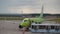 Arrival of regional jet to Kazan, Russia.