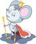 Arrogant cartoon mouse in the costume of king