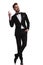 Arrogant man in tuxedo is gesturing