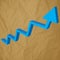 Arrow charts analysis 3d blue on a crumpled paper brown background.