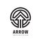 Arrow concept logo design. Development business strategy sign. Line art style icon. Direction progress communication symbol