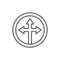 Arrow cross, three-way, different directional arrows symbol line icon.