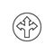 Arrow cross, three-way line icon