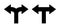 Arrow double set, two pathway, multi traffic sign, double option way, fork path sign, turn left and right - vector