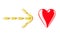 The arrow of the golden capsules indicates the heart. 3D rendering