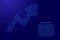 Arrow growth showing profit growth or progress from futuristic polygonal blue lines and glowing stars for banner, poster, greeting