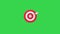 Arrow hitting the center of target or bullseye animation Green screen