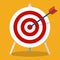 Arrow hitting a target. Business concept.Icon isolated on background. Vector flat icon