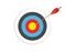 Arrow hitting target. Business concept.Target with arrow, standing on a tripod.