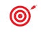 Arrow hitting target. Business concept.Target with arrow, standing on a tripod.