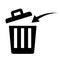 Arrow icon to throw trash and trash. Flat vector.