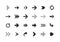 Arrow icons. Arrows set up pointer right curve down direction left cursor button label next page web interface, flat