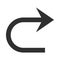 Arrow indicates the direction curved silhouette style icon