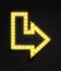 Arrow with lamps. Realistic glowing neon yellow symbol, electricity shine colored signboard, direction illuminated night
