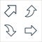 arrow line icons. linear set. quality vector line set such as arrow right, downward arrow, upward