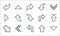 arrow line icons. linear set. quality vector line set such as downward arrow, turn left, down right arrow, upward back arrows,