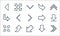 arrow line icons. linear set. quality vector line set such as fast forward, down left arrow, minimize, downward arrow, upward down