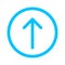 Arrow line pointer up in circle blue isolated on white, arrow in circular strokes for direction, arrows button simple graphic,