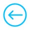 Arrow line pointing left in circle blue isolated on white, arrow in circular strokes for direction left, arrows button simple