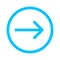 Arrow line pointing right in circle blue isolated on white, arrow in circular strokes for direction right, arrows button simple