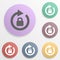 Arrow, lock badge color set icon. Simple glyph, flat vector of arrows icons for ui and ux, website or mobile application