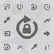 Arrow, lock icon. Universal set of arrows for website design and development, app development