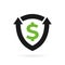 Arrow money shield vector logo template