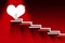 Arrow Reaches a Heart by Climbing a Ladder - Red Background