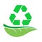 Arrow recycle on green leaf - vector