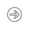 Arrow right circular line icon. Round simple sign.