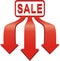 Arrow sale sticker.