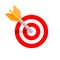 Arrow shooting in circle red for target aiming isolated on white, aiming arrow shooting target sign for business goal success,