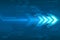 Arrow speed abstract blue background, communication data transfer technology concept.