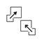 Arrow square icons. Expansion vector symbols. Minimalist black shapes. Abstract graphic design.