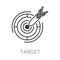 Arrow and target isolated outline icon, goal accomplishment