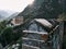 The arrow towers of the Great Wall surrounded by mountains and forests