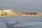 Arrow Vasilevsky island on a february morning. Saint-Petersburg, Russia