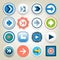Arrow vector 3d button icon set. Isolated interface line symbol for app, web and music digital illustration design. Application si