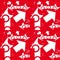 Arrow white & grunge on red seamless pattern