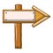 Arrow wood sign icon, cartoon style