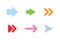 Arrows colorful icons. Arrow. Arrow icons, isolated on white background. Cursors different color in flat style. Panorama view.