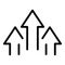 Arrows grow icon outline vector. Arrow up curve