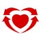 Arrows heart icon, simple style