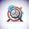 Arrows hitting the center of wall clock. Success time concept -