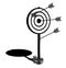 arrows for hunting bow stick out of target. Accurate arrow hitting the target. Achieving goal in business. Monochrome vector