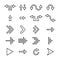 Arrows icons collection. Arrow icons, isolated on white background. Cursors in flat linear design. Cursor different shapes. Arrows